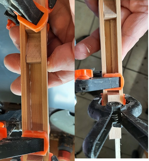 Figure 2 — A thin pipe box clamped/weighted during glue-up with the loose front board used as an internal spacer